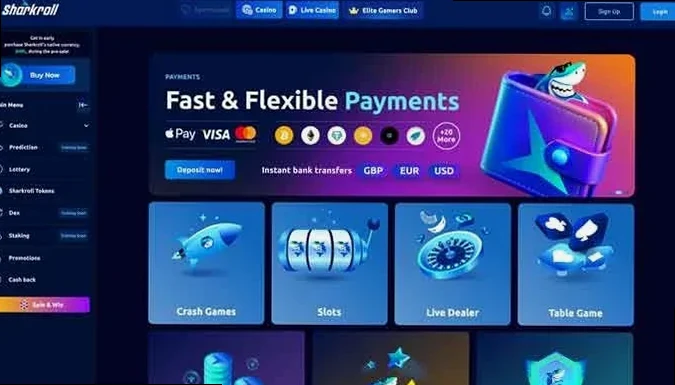 Raketti Casino, screenshot af hjemmesiden