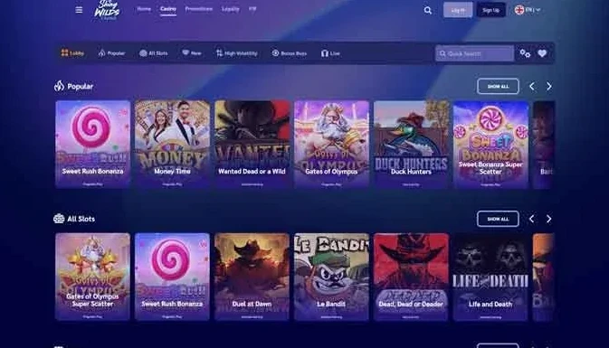 Flaxino Casino, screenshot af hjemmesiden